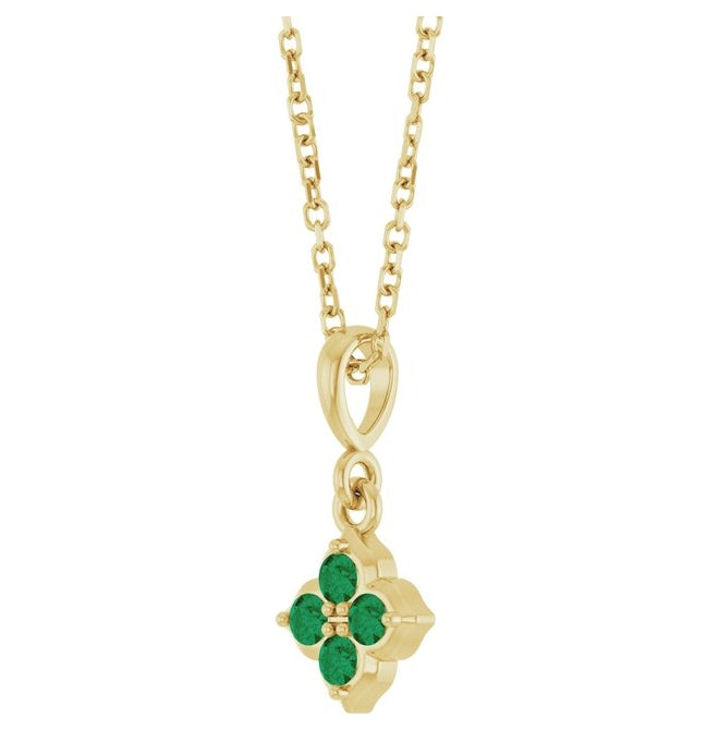 14K Yellow Or White Gold Round 2 Mm 16-18 In Polished Lab-Grown Gem Four Stone Necklace