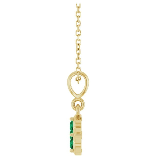14K Yellow Or White Gold Round 2 Mm 16-18 In Polished Lab-Grown Gem Four Stone Necklace