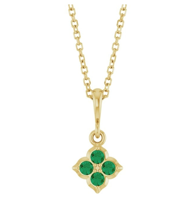 14K Yellow Or White Gold Round 2 Mm 16-18 In Polished Lab-Grown Gem Four Stone Necklace