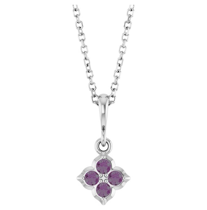 14K Yellow Or White Gold Round 2 Mm 16-18 In Polished Lab-Grown Gem Four Stone Necklace
