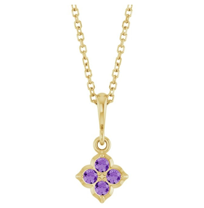 14K Yellow Or White Gold Round 2 Mm 16-18 In Polished Lab-Grown Gem Four Stone Necklace