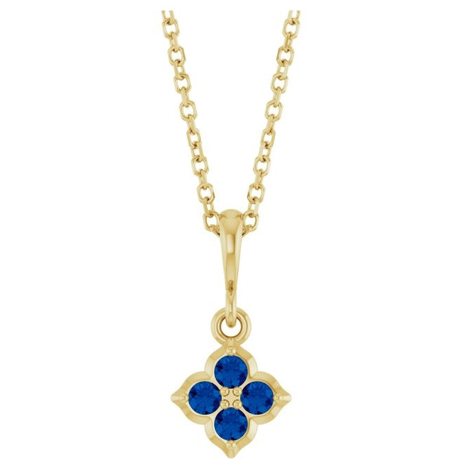 14K Yellow Or White Gold Round 2 Mm 16-18 In Polished Lab-Grown Gem Four Stone Necklace