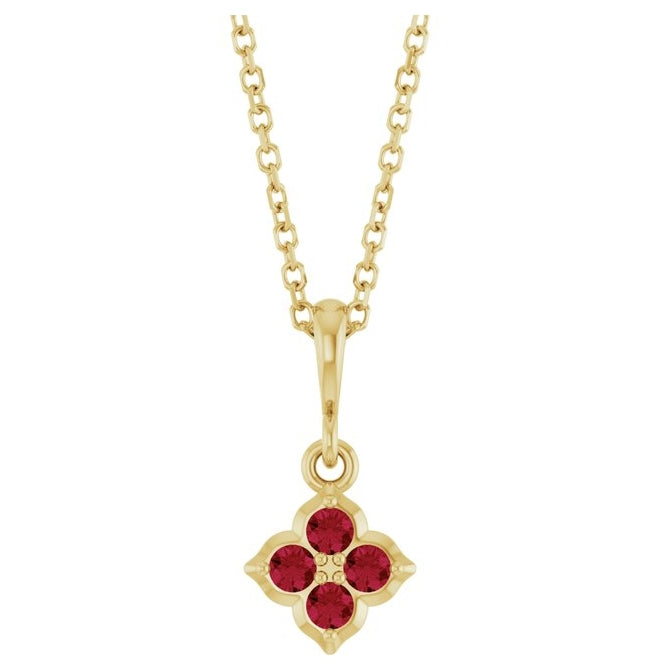14K Yellow Or White Gold Round 2 Mm 16-18 In Polished Lab-Grown Gem Four Stone Necklace