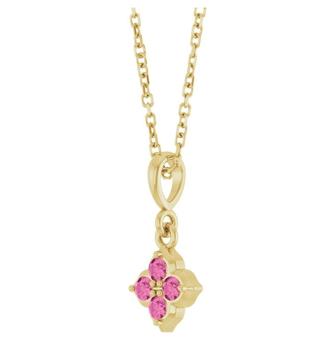 14K Yellow Or White Gold Round 2 Mm 16-18 In Polished Lab-Grown Gem Four Stone Necklace