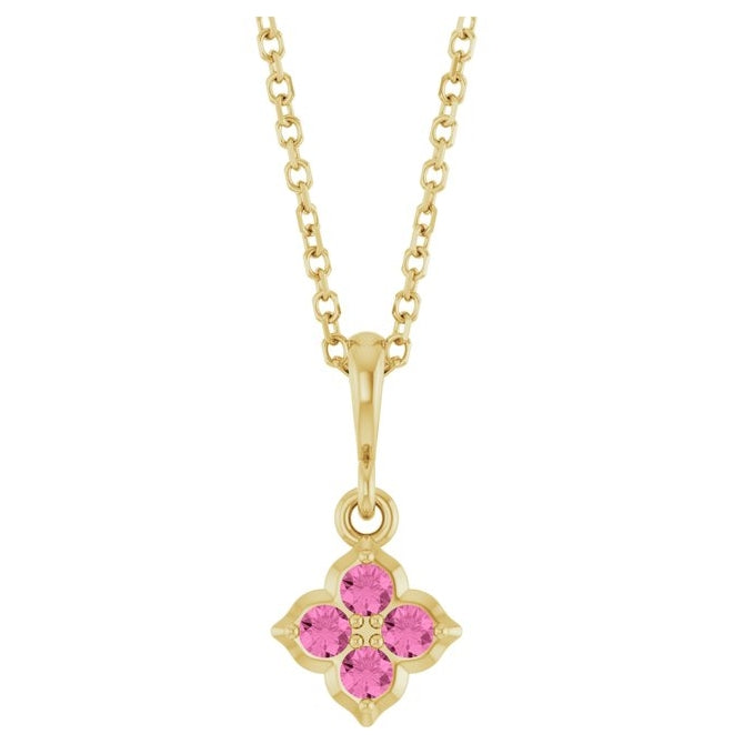 14K Yellow Or White Gold Round 2 Mm 16-18 In Polished Lab-Grown Gem Four Stone Necklace