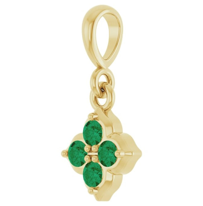 14K Yellow Or White Gold Round 2 Mm Polished Lab-Grown Gem Four Stone Pendant