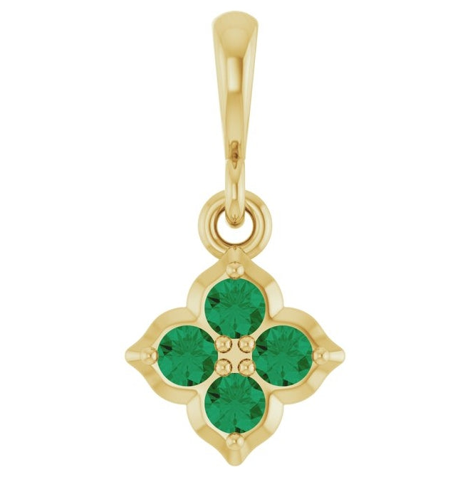 14K Yellow Or White Gold Round 2 Mm Polished Lab-Grown Gem Four Stone Pendant