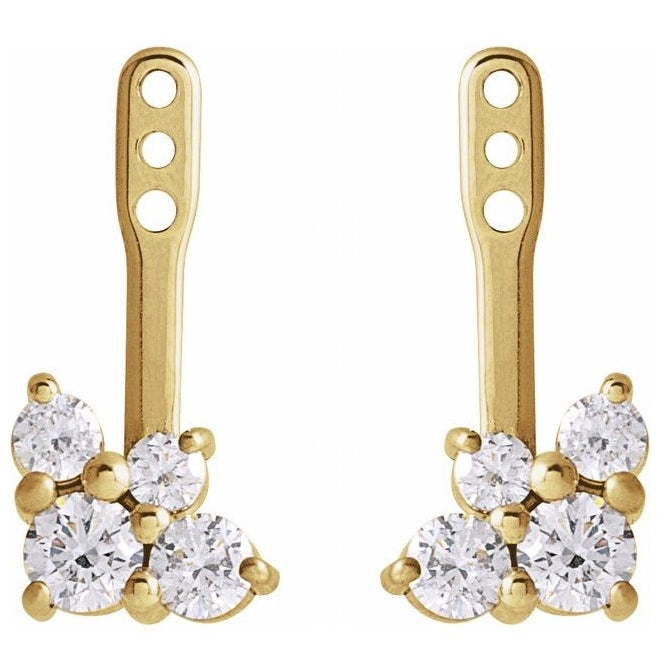 14K Yellow Gold 1 Mm Pair Polished 3/8 Ctw Natural Diamond Earring Jackets