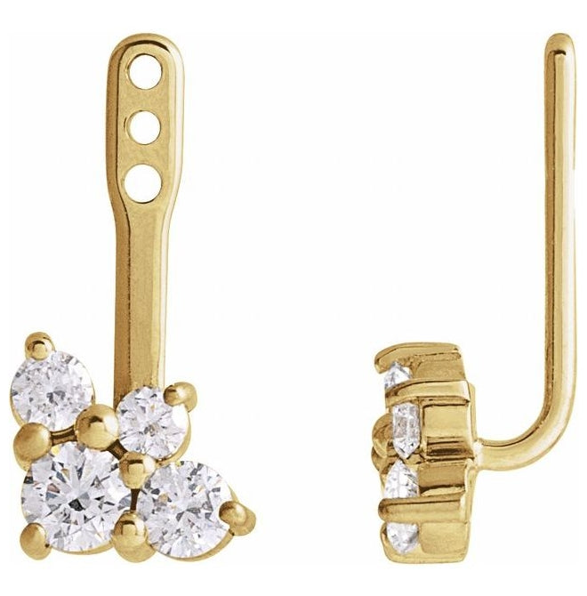 14K Yellow Gold 1 Mm Pair Polished 3/8 Ctw Natural Diamond Earring Jackets