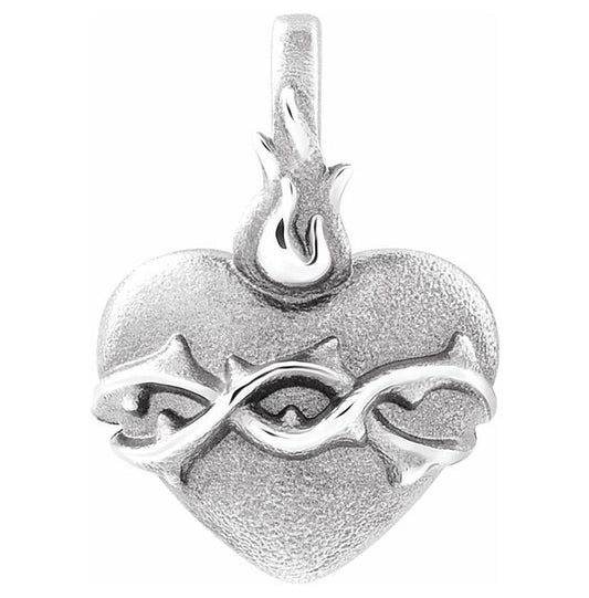14K White Gold 11.1 X 8 Mm Polished Sacred Heart Pendant