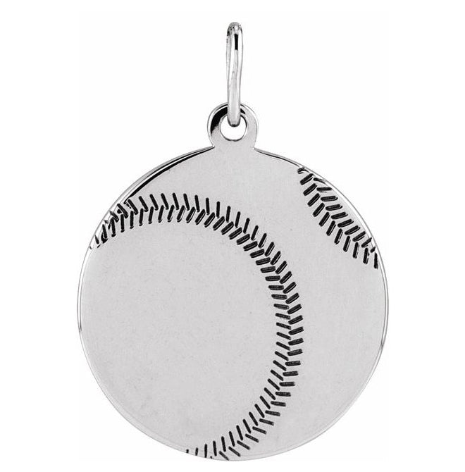 Sterling Silver 21.1 X 15 Mm Polished Engravable Baseball/Softball Pendant