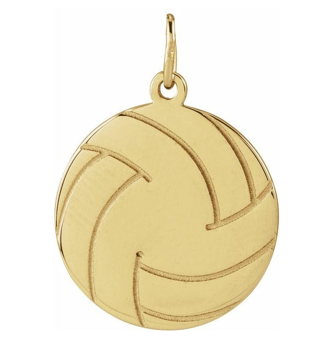 14K Yellow Gold 21.1 X 15 Mm Polished Engravable Volleyball Pendant