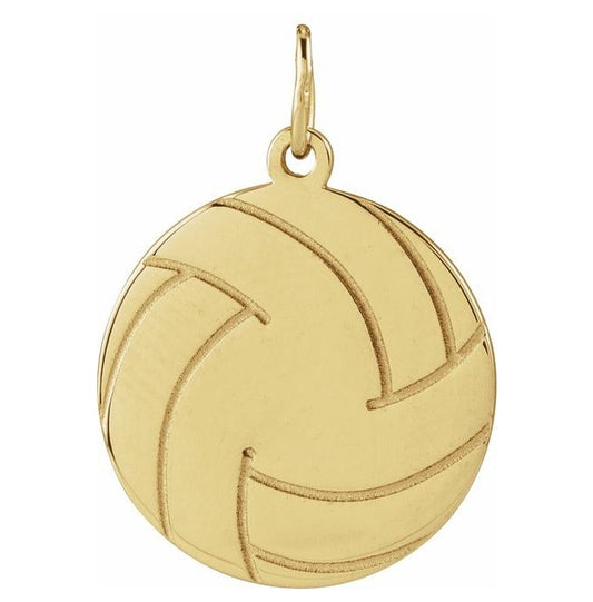 14K Yellow Gold 21.1 X 15 Mm Polished Engravable Volleyball Pendant