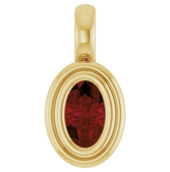 14K Yellow Gold Oval Polished Natural Gem Charm/Pendant