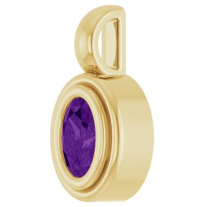 14K Yellow Gold Oval Polished Natural Gem Charm/Pendant