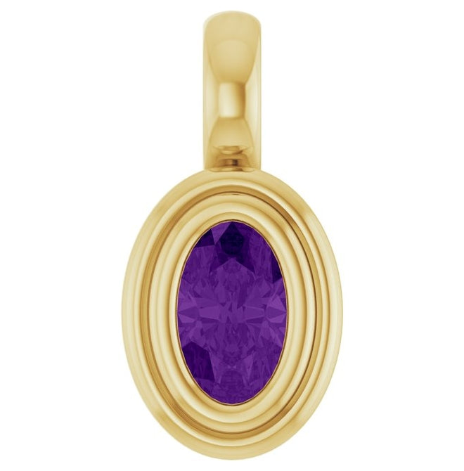 14K Yellow Gold Oval Polished Natural Gem Charm/Pendant