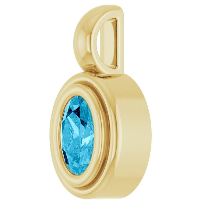 14K Yellow Gold Oval Polished Natural Gem Charm/Pendant