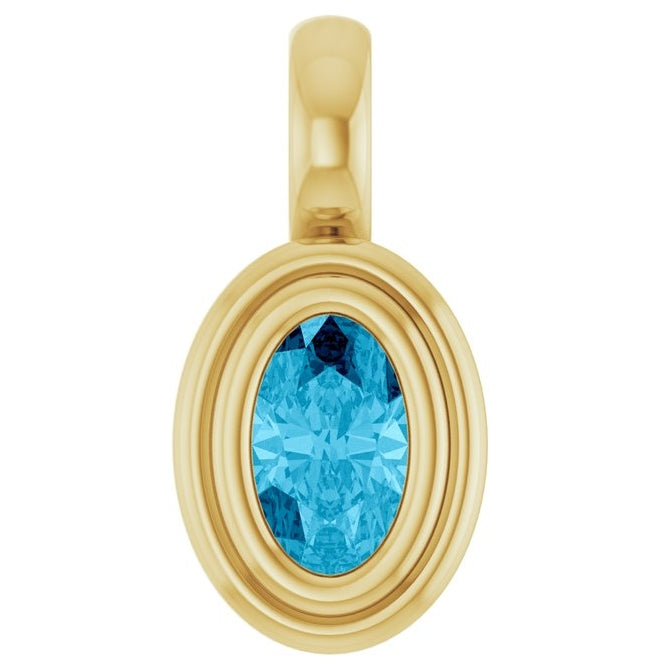 14K Yellow Gold Oval Polished Natural Gem Charm/Pendant
