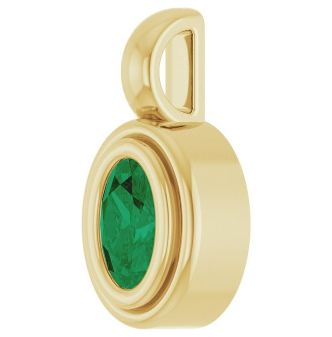 14K Yellow Gold Oval Polished Lab-Grown Diamond Charm/Pendant