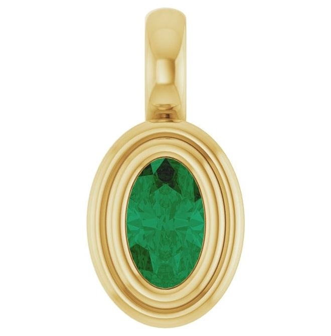 14K Yellow Gold Oval Polished Lab-Grown Diamond Charm/Pendant