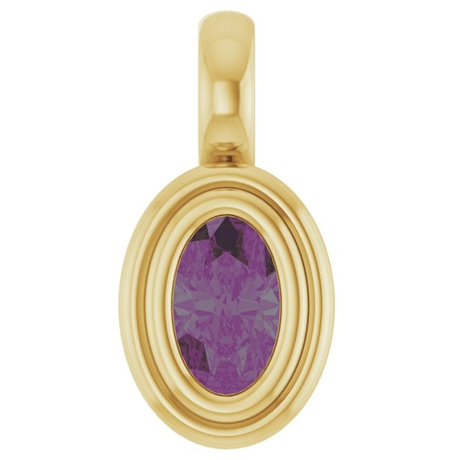 14K Yellow Gold Oval Polished Lab-Grown Diamond Charm/Pendant