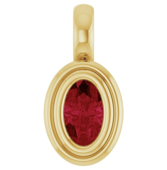 14K Yellow Gold Oval Polished Lab-Grown Diamond Charm/Pendant