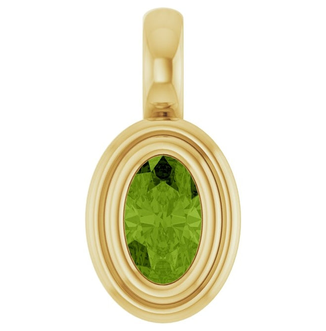 14K Yellow Gold Oval Polished Natural Gem Charm/Pendant