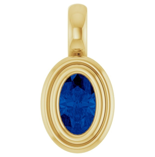 14K Yellow Gold Oval Polished Natural Gem Charm/Pendant