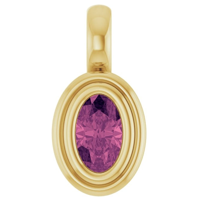 14K Yellow Gold Oval Polished Natural Gem Charm/Pendant