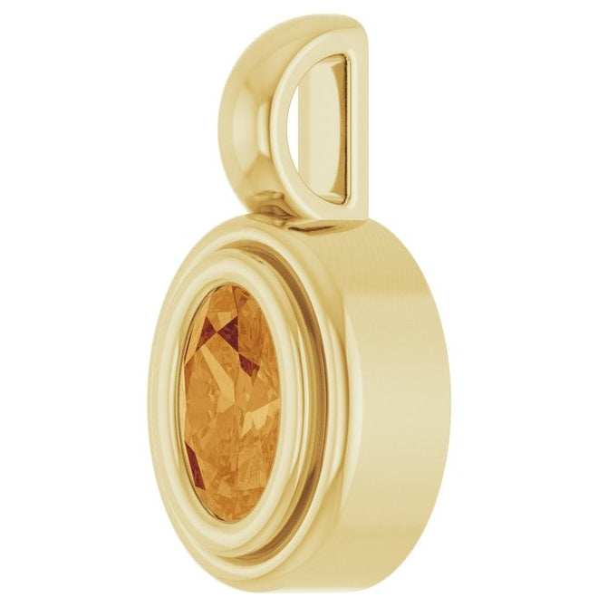 14K Yellow Gold Oval Polished Natural Gem Charm/Pendant