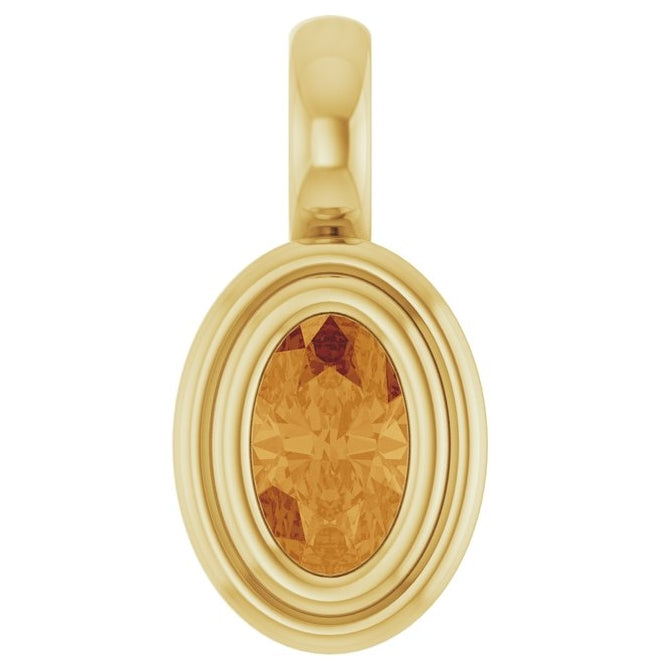 14K Yellow Gold Oval Polished Natural Gem Charm/Pendant