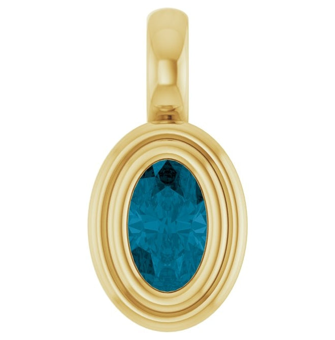 14K Yellow Gold Oval Polished Natural Gem Charm/Pendant