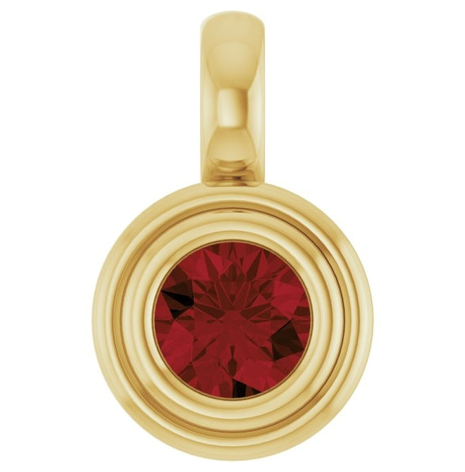14K Yellow Gold Round Polished Natural Gemstone Charm/Pendant