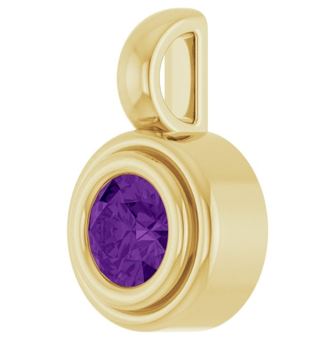 14K Yellow Gold Round Polished Natural Gemstone Charm/Pendant