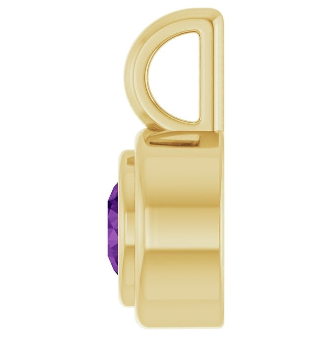 14K Yellow Gold Round Polished Natural Gemstone Charm/Pendant