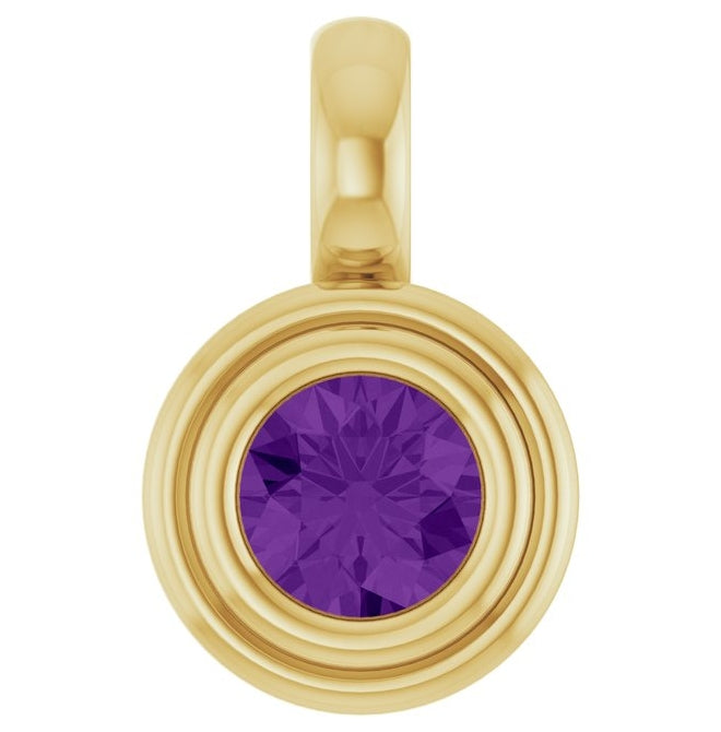 14K Yellow Gold Round Polished Natural Gemstone Charm/Pendant