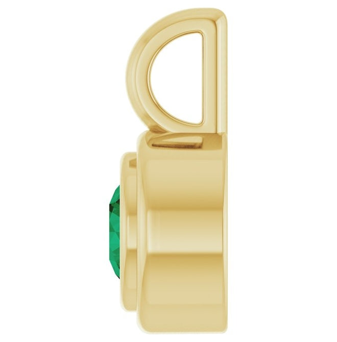 14K Yellow Gold Round Polished Lab-Grown Gemstone Charm/Pendant