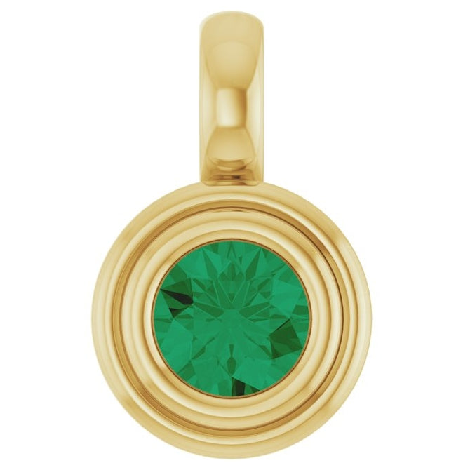 14K Yellow Gold Round Polished Natural Gemstone Charm/Pendant
