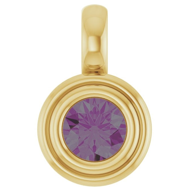 14K Yellow Gold Round Polished Lab-Grown Gemstone Charm/Pendant