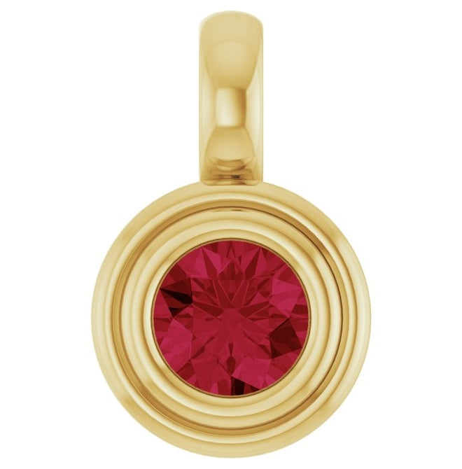 14K Yellow Gold Round Polished Lab-Grown Gemstone Charm/Pendant