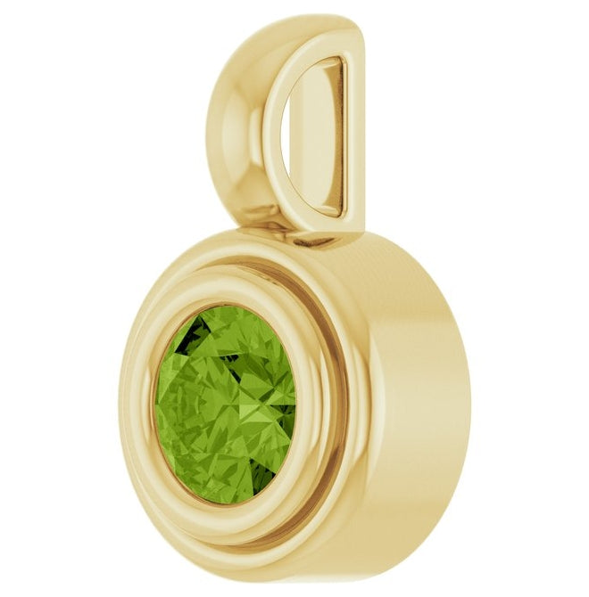 14K Yellow Gold Round Polished Natural Gemstone Charm/Pendant
