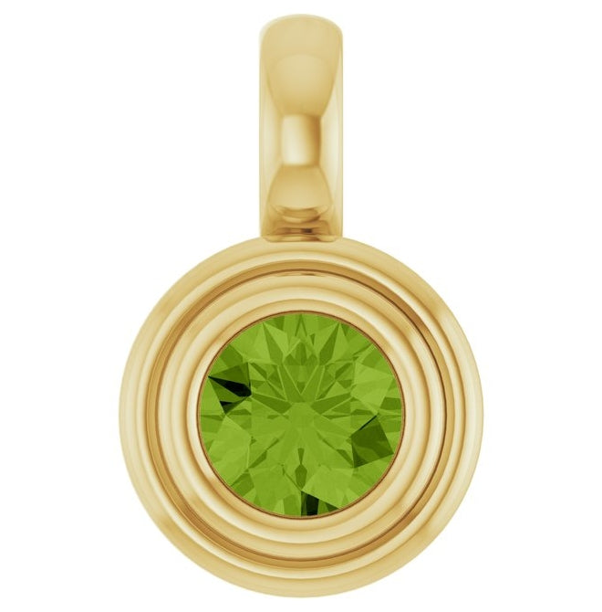 14K Yellow Gold Round Polished Natural Gemstone Charm/Pendant