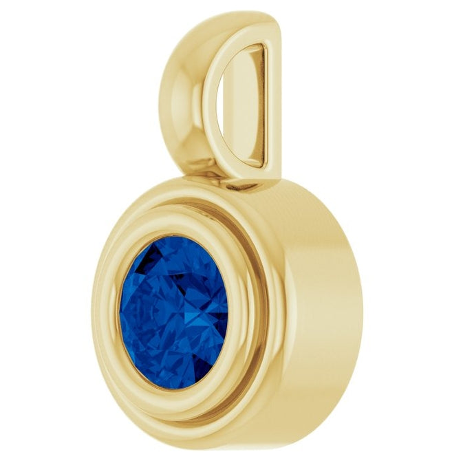14K Yellow Gold Round Polished Lab-Grown Gemstone Charm/Pendant