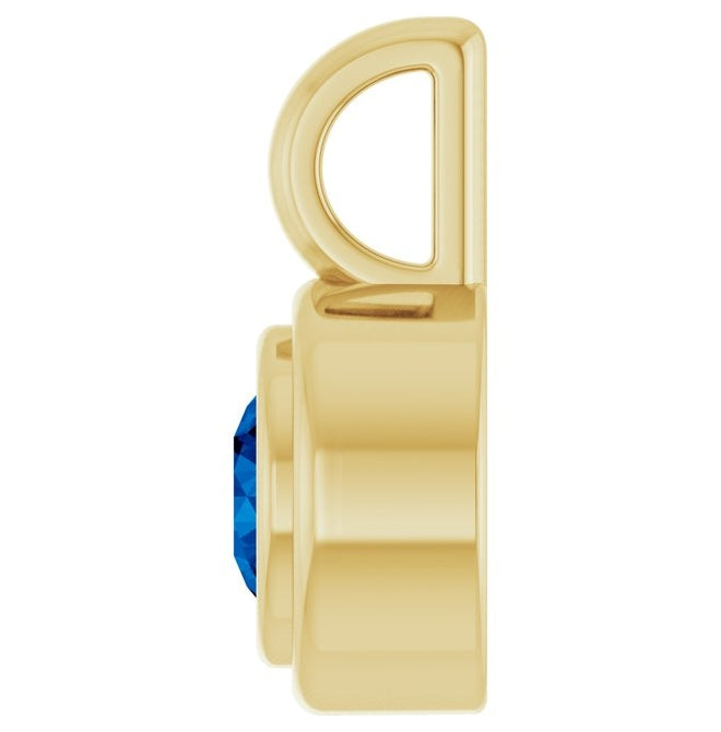 14K Yellow Gold Round Polished Lab-Grown Gemstone Charm/Pendant