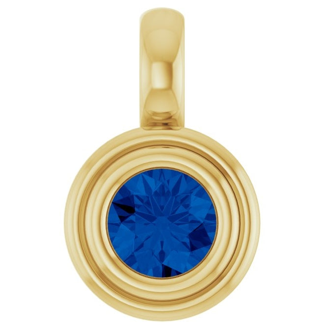 14K Yellow Gold Round Polished Lab-Grown Gemstone Charm/Pendant