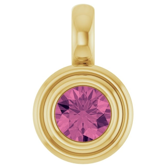 14K Yellow Gold Round Polished Natural Gemstone Charm/Pendant