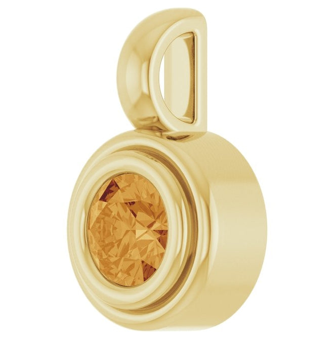 14K Yellow Gold Round Polished Natural Gemstone Charm/Pendant