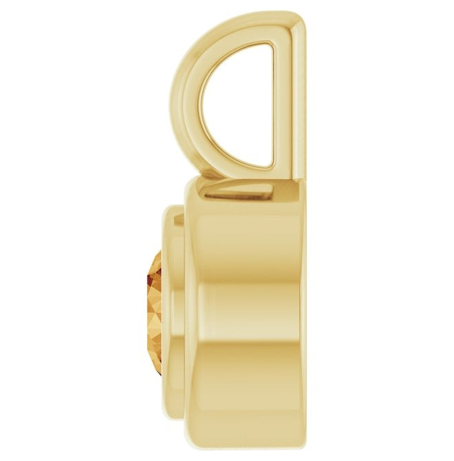 14K Yellow Gold Round Polished Natural Gemstone Charm/Pendant