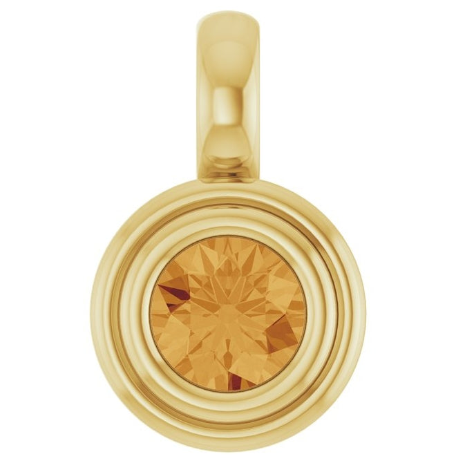 14K Yellow Gold Round Polished Natural Gemstone Charm/Pendant