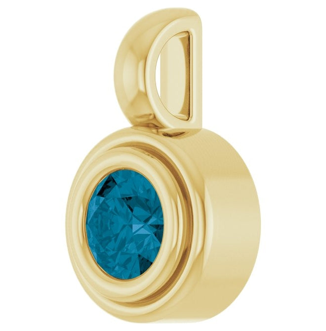 14K Yellow Gold Round Polished Natural Gemstone Charm/Pendant